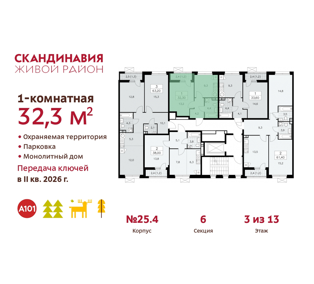 квартира г Москва п Сосенское жилой район «Скандинавия» б-р Скандинавский 25/4 Сосенское, Бутово фото 2