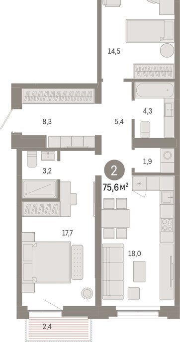 квартира г Тюмень ул Мысовская 26к/2 Центральный административный округ фото 2