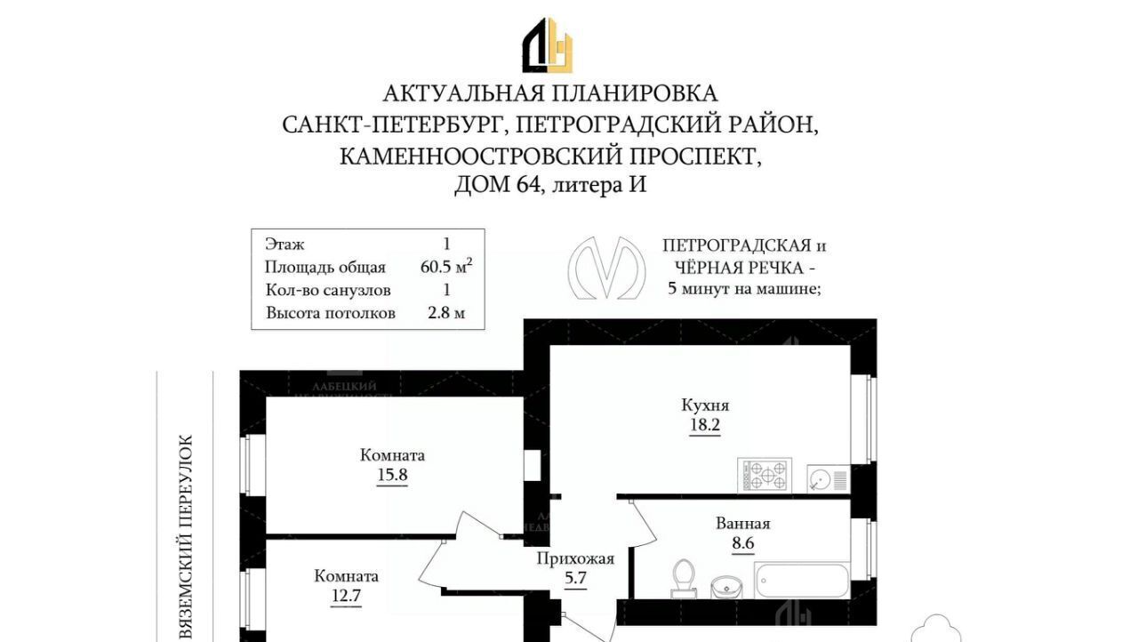 квартира г Санкт-Петербург метро Петроградская пр-кт Каменноостровский 64и округ Чкаловское фото 2