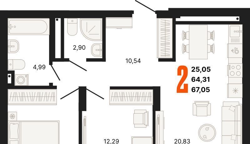 квартира г Екатеринбург Динамо ул Владимира Высоцкого 7/4 фото 1