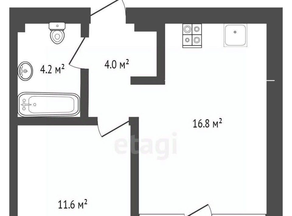 квартира р-н Тюменский д Дударева ул Тюменская 1к/1 фото 3