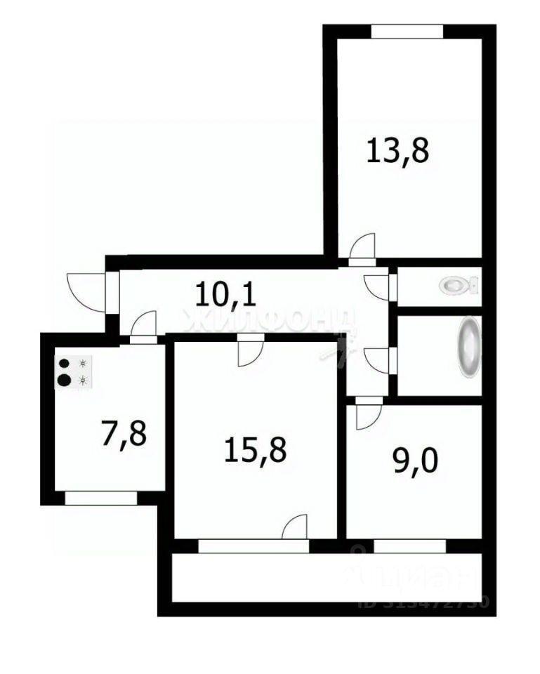 квартира г Новосибирск р-н Октябрьский ул Бориса Богаткова 194/8 фото 1