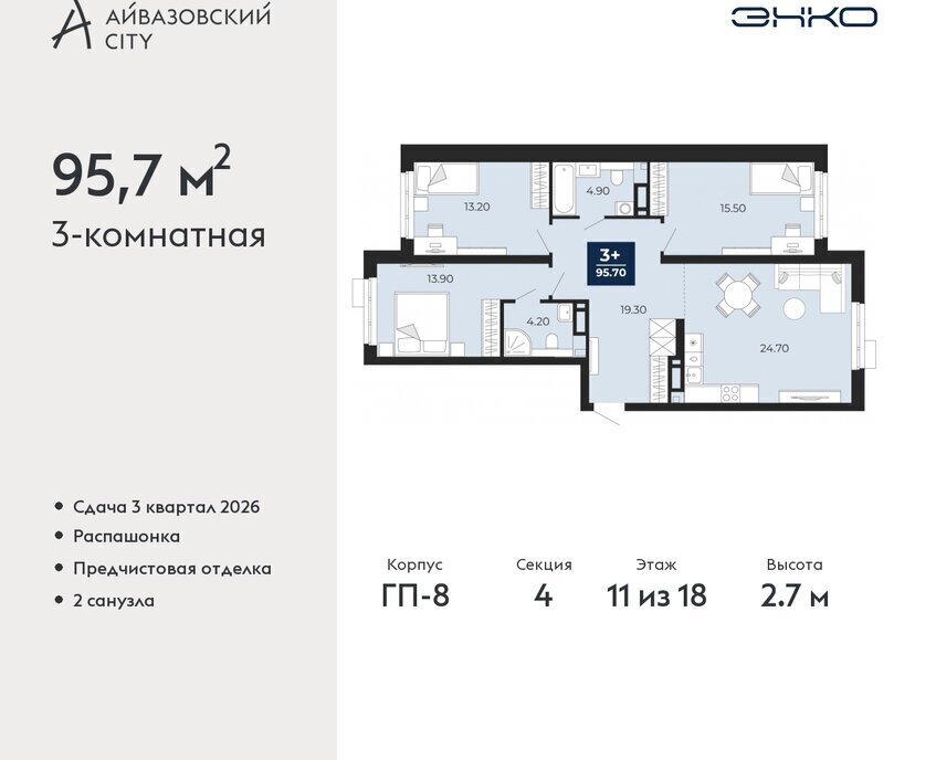 квартира г Тюмень ЖК Айвазовский фото 1