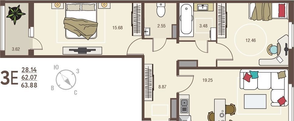 квартира г Курск р-н Сеймский ул Энгельса 115а/2 фото 1