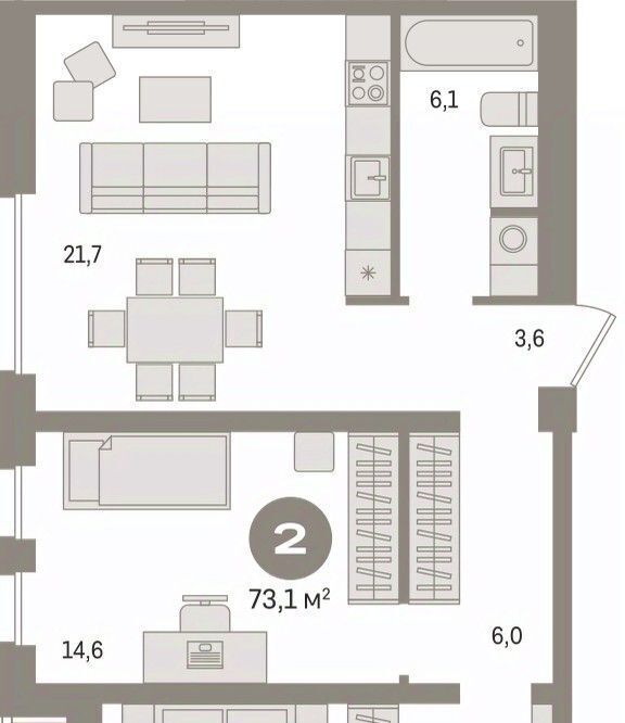 квартира г Сургут 35-й микрорайон ЖК квартал Новин 35-й фото 2