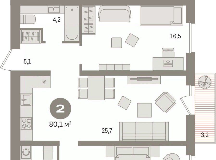 квартира г Сургут 35-й микрорайон ЖК квартал Новин 35-й фото 2