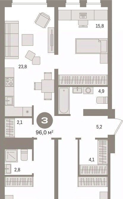 квартира г Сургут 35-й микрорайон ЖК квартал Новин 35-й фото 2