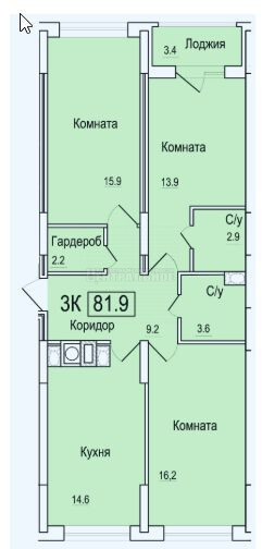 квартира г Смоленск ул Восточная 1-я 3/6 фото 12