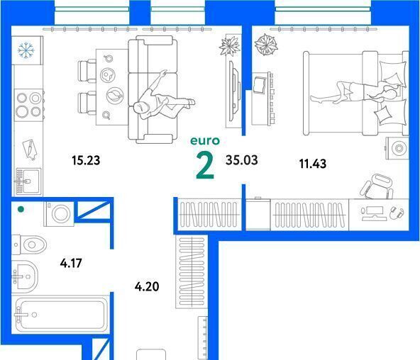 квартира г Тюмень р-н Калининский ул Интернациональная 199 корп. 10 фото 15