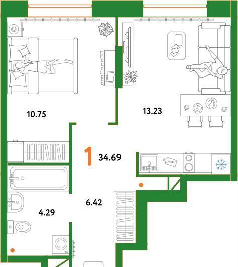 квартира г Тюмень р-н Калининский ул Интернациональная 199 корп. 10 фото 15