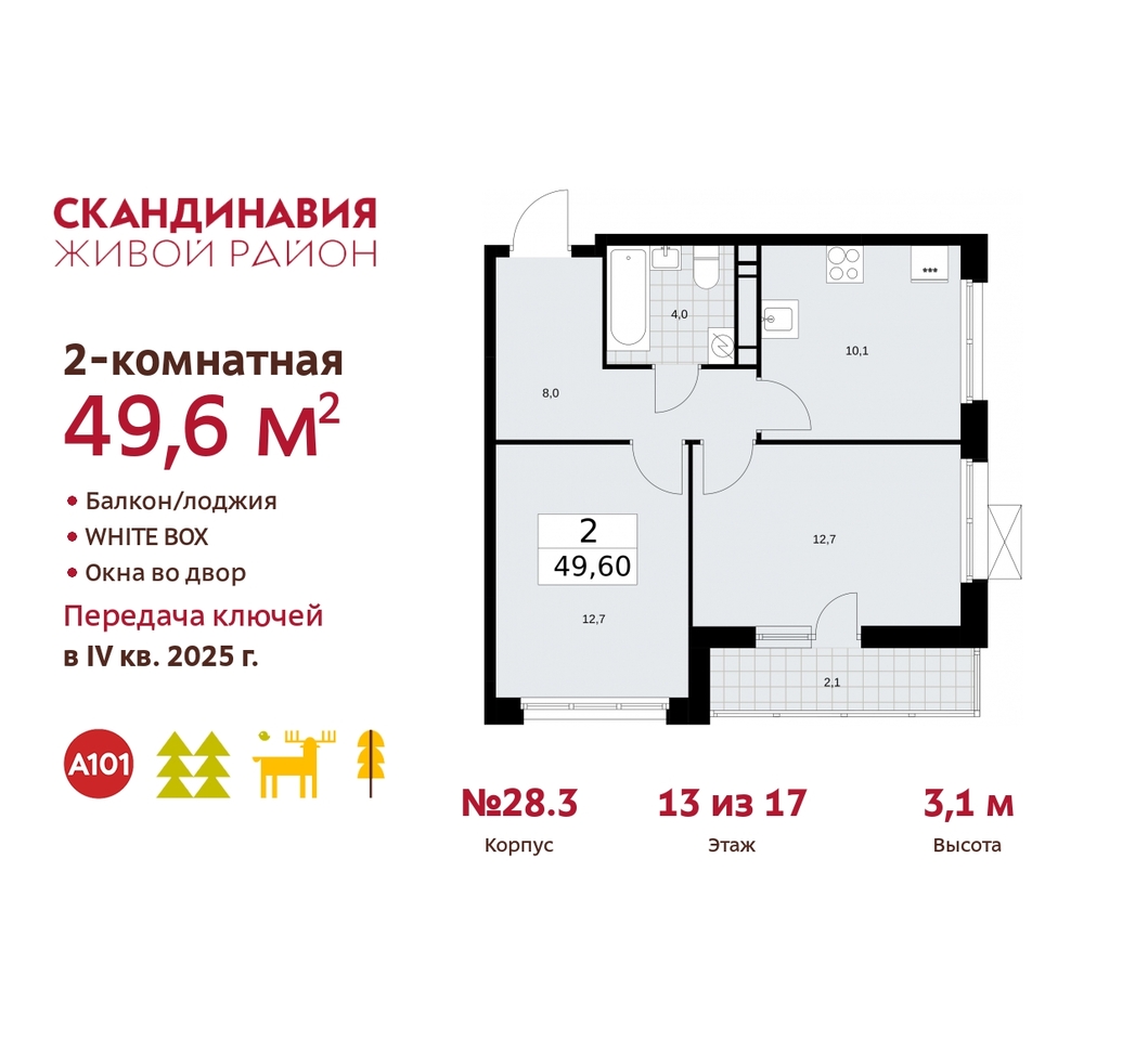 квартира г Москва п Сосенское жилой район «Скандинавия» Сосенское, жилой комплекс Скандинавия, 28. 3, Бутово фото 1