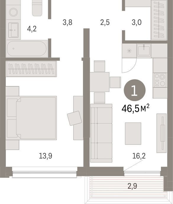 квартира г Тюмень ул Мысовская 26к/1 фото 2