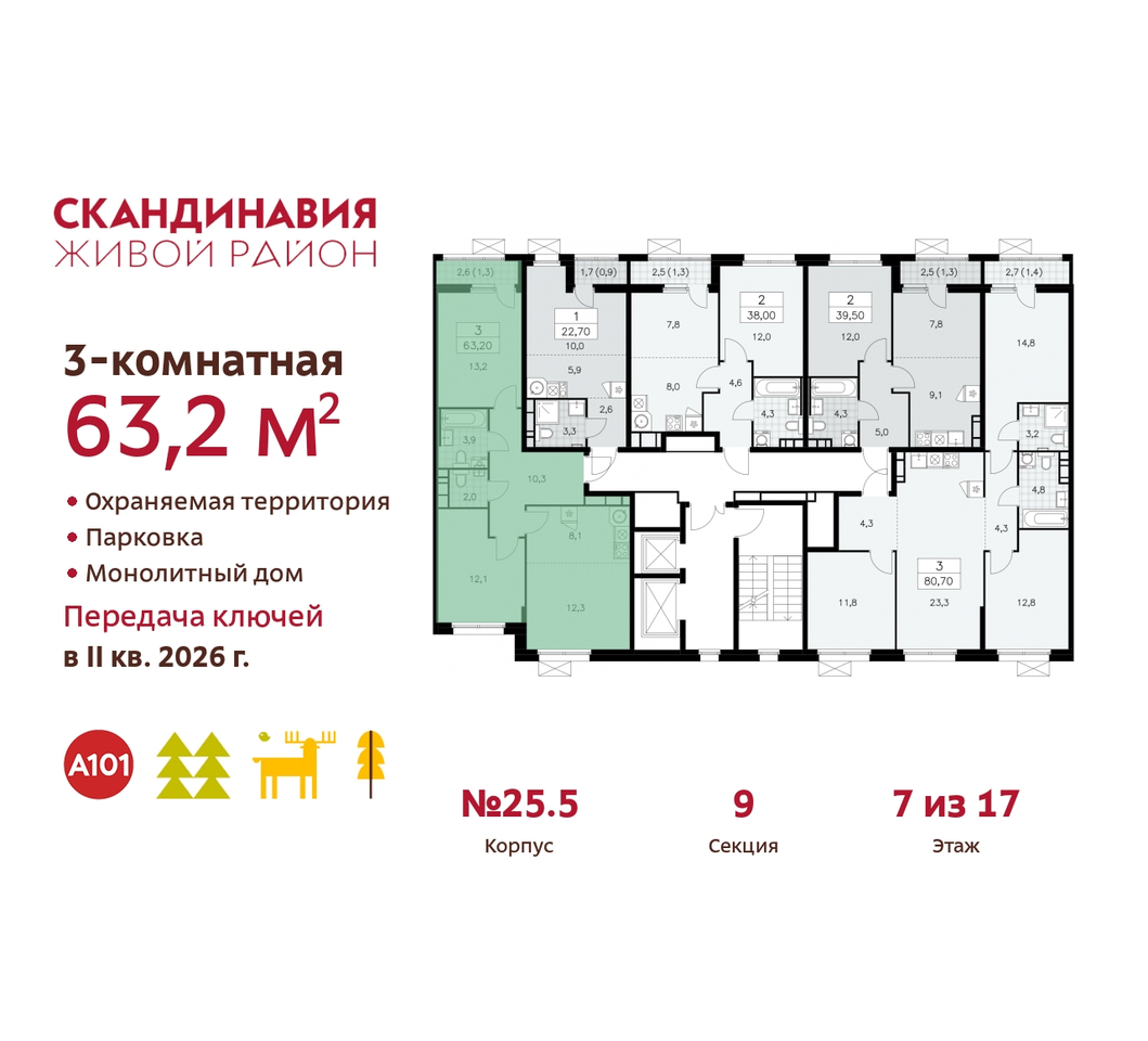 квартира г Москва п Сосенское жилой район «Скандинавия» б-р Скандинавский 25/5 Сосенское, Бутово фото 2