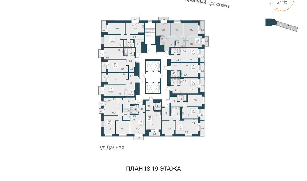 квартира г Новосибирск Заельцовская ЖК «Расцветай на Красном» фото 2