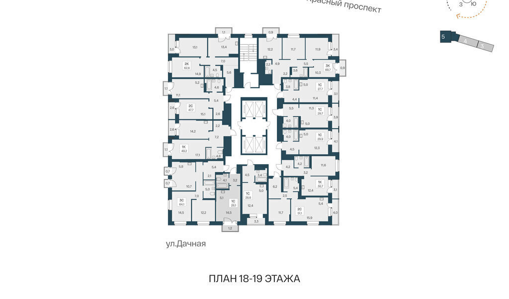 квартира г Новосибирск Заельцовская ЖК «Расцветай на Красном» фото 2