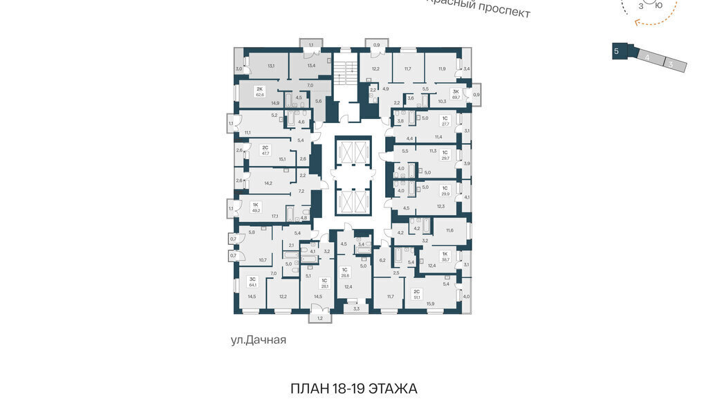 квартира г Новосибирск Заельцовская ЖК «Расцветай на Красном» фото 2