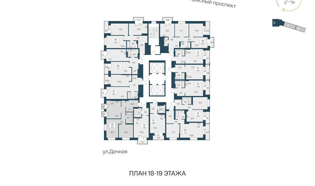 квартира г Новосибирск Заельцовская ЖК «Расцветай на Красном» фото 2