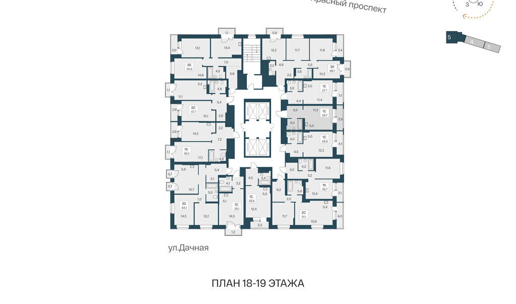 квартира г Новосибирск Заельцовская ЖК «Расцветай на Красном» фото 2