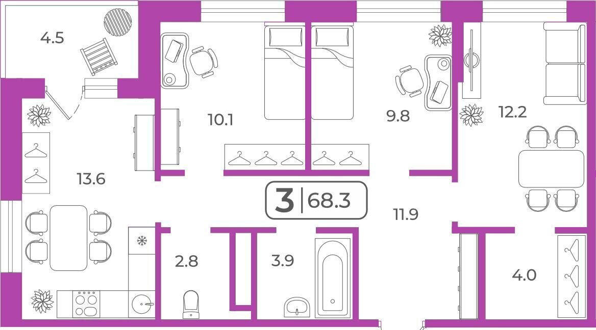 квартира г Тюмень р-н Ленинский ул Дамбовская 29 корп. 2 фото 14