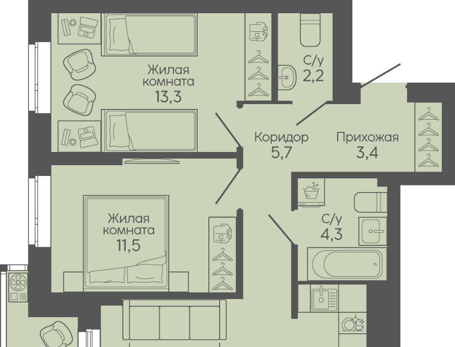 квартира г Волгоград р-н Дзержинский ЖК «Крылья» фото 1