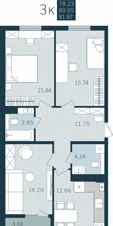 квартира г Калининград р-н Московский ул Левитана 65 корп. 1 фото 1