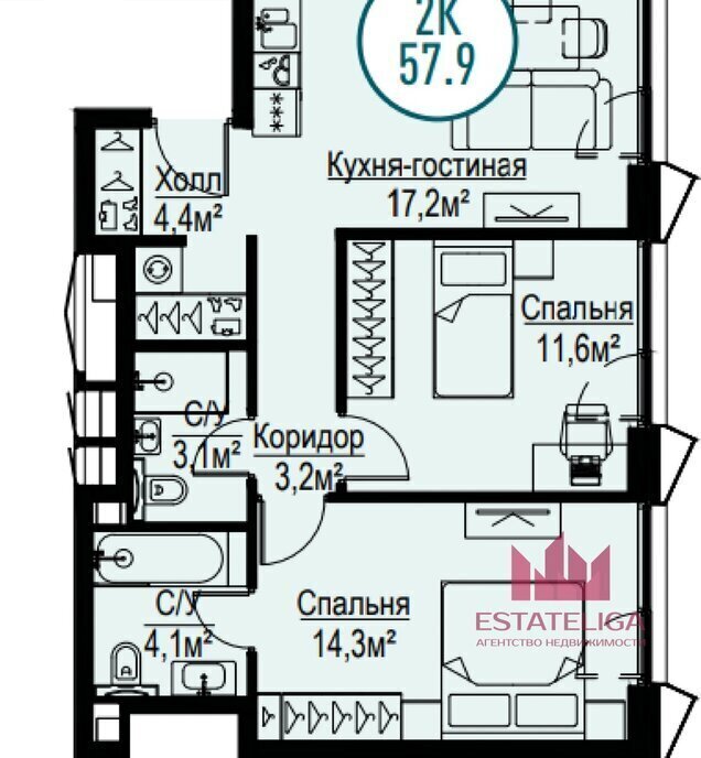 квартира г Москва метро Угрешская пр-кт Волгоградский 32/3к 2 фото 1