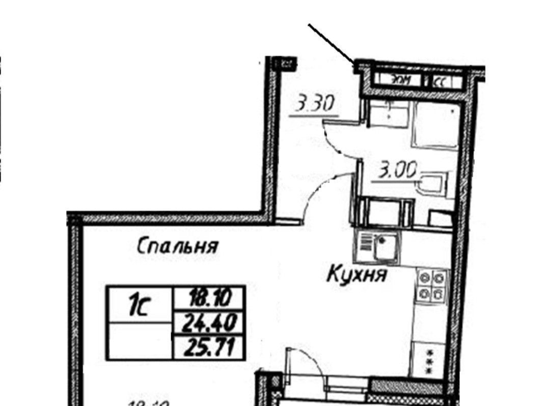 квартира р-н Всеволожский г Мурино пр-кт Авиаторов Балтики 25 ЖК «Авиатор» Муринское городское поселение фото 14