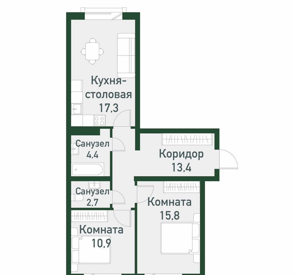 квартира г Челябинск Западный ул. Спортивная, стр. 15. 1 фото 1