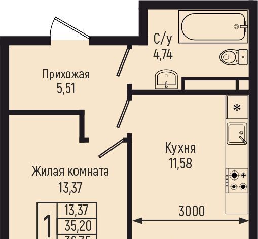 квартира р-н Туапсинский с Небуг Небугское сельское поселение, квартал Спортивный фото 1