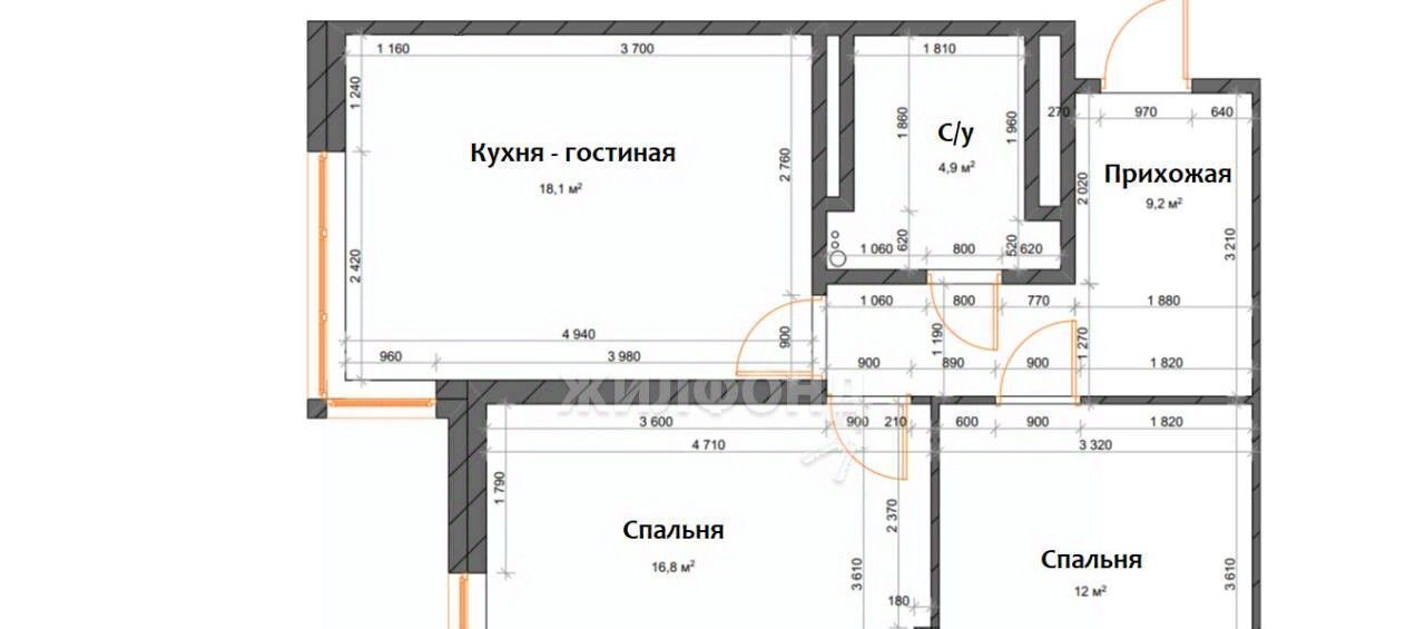 квартира г Новосибирск р-н Октябрьский Октябрьская ул Рябиновая 14/1 ЖК «1 на Рябиновой» фото 1