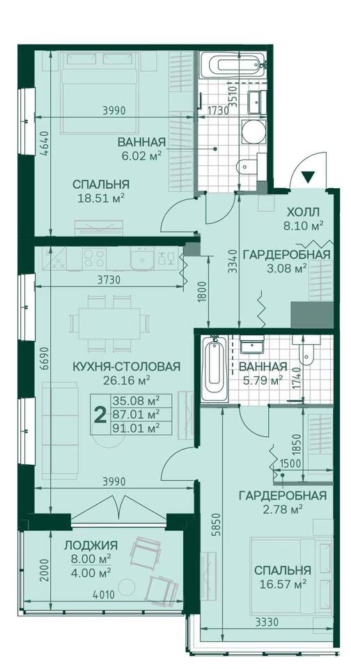 квартира г Санкт-Петербург метро Новочеркасская р-н Красногвардейский ул Магнитогорская 3к/2 округ Большая Охта фото 3