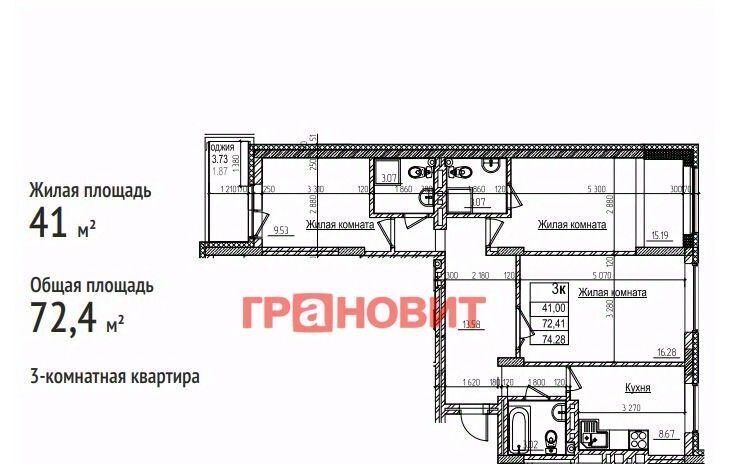 квартира г Новосибирск р-н Заельцовский Гагаринская ул Дуси Ковальчук 242 фото 2