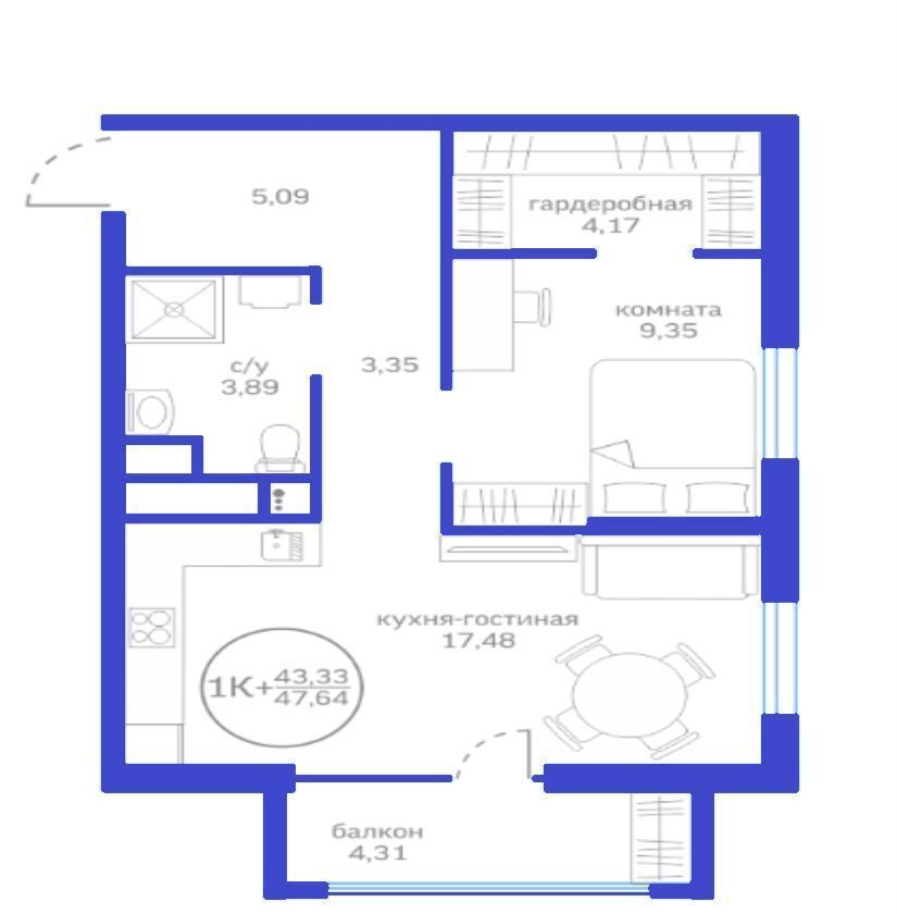 квартира г Тюмень р-н Калининский ул Краснооктябрьская 16 корп. 1 фото 12