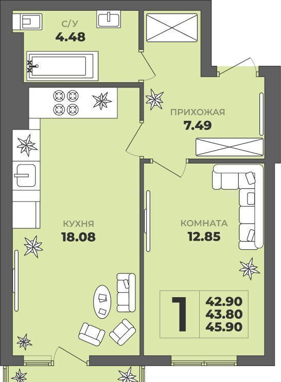 квартира г Калининград р-н Московский ул. Толстикова, д. 36, корп. 2 фото 1