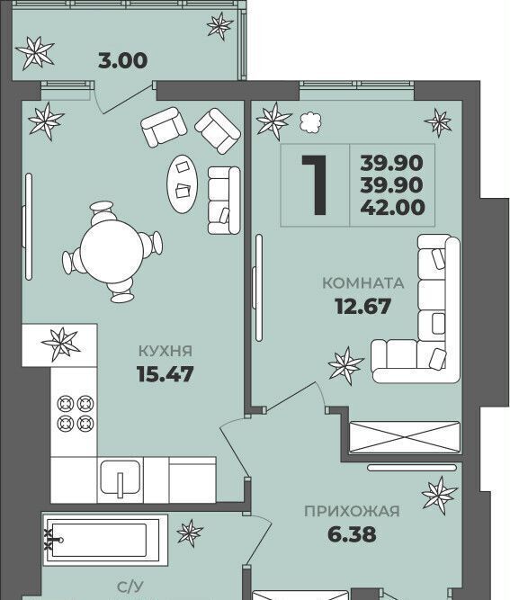 квартира г Калининград р-н Московский ул. Толстикова, д. 36, корп. 2 фото 1