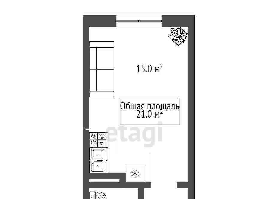 квартира г Новосибирск Заельцовская ул Тюленина 21/1 фото 18