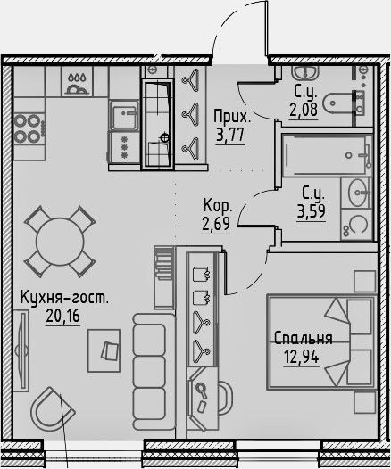 квартира г Санкт-Петербург Выборгская сторона пр-кт Большой Сампсониевский 32 ул Фокина ЖК «Сампсониевский, 32» Выборгский фото 5