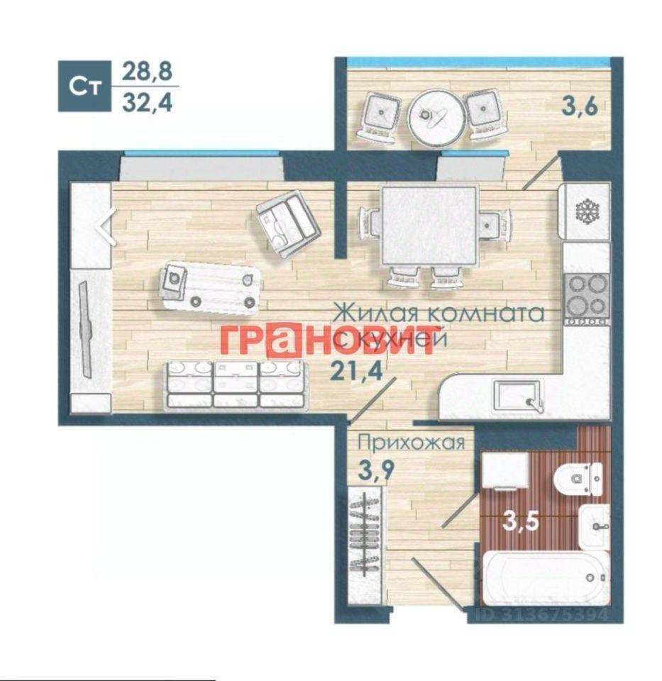 квартира г Новосибирск р-н Ленинский ул Связистов 162к/2 ЖК Азимут фото 1