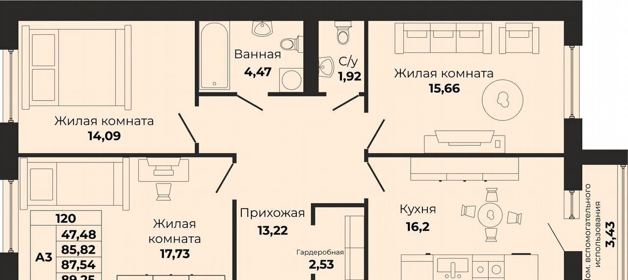 квартира г Калининград р-н Московский ул Левитана 3 ЖК «Борисовский бульвар» фото 1