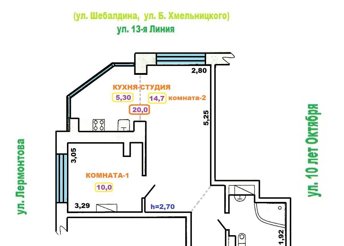 квартира г Омск р-н Центральный ул 13-я Линия 37/5 фото 43