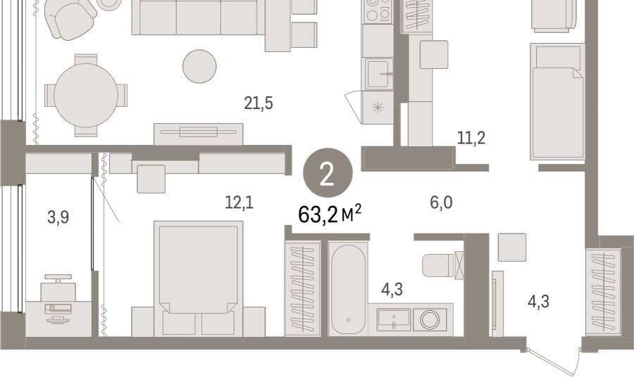 квартира г Тюмень ул Краснооктябрьская 4к/3 фото 2