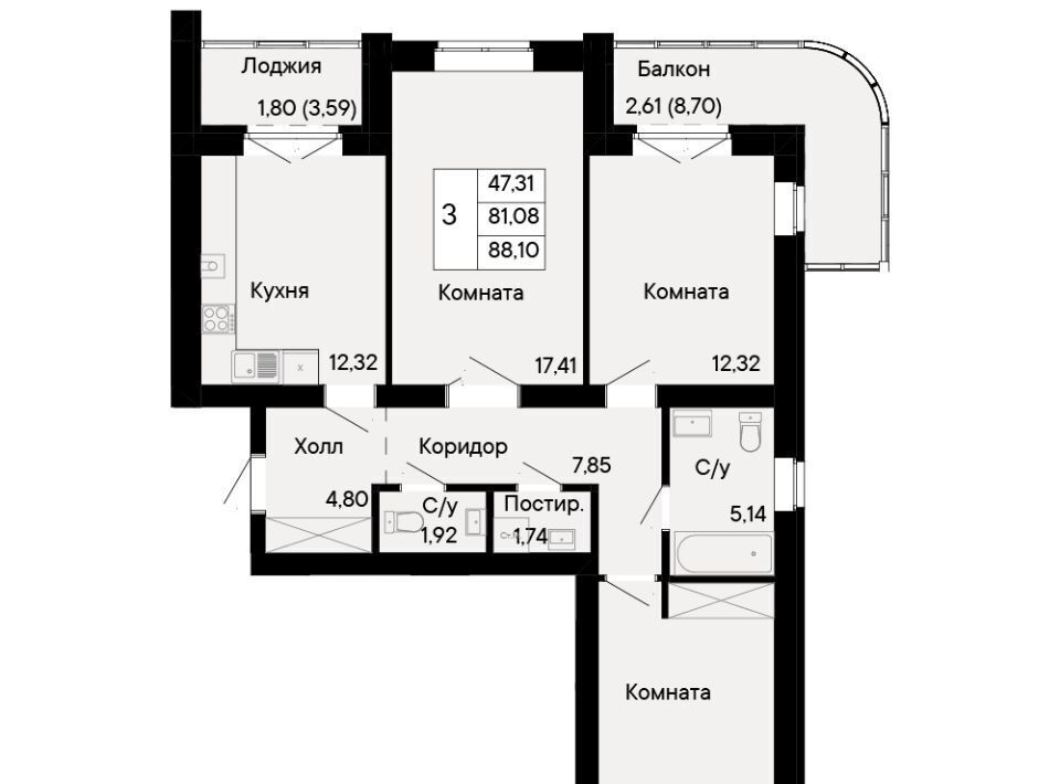 квартира г Ростов-на-Дону р-н Октябрьский Ривьера жилой квартал фото 1