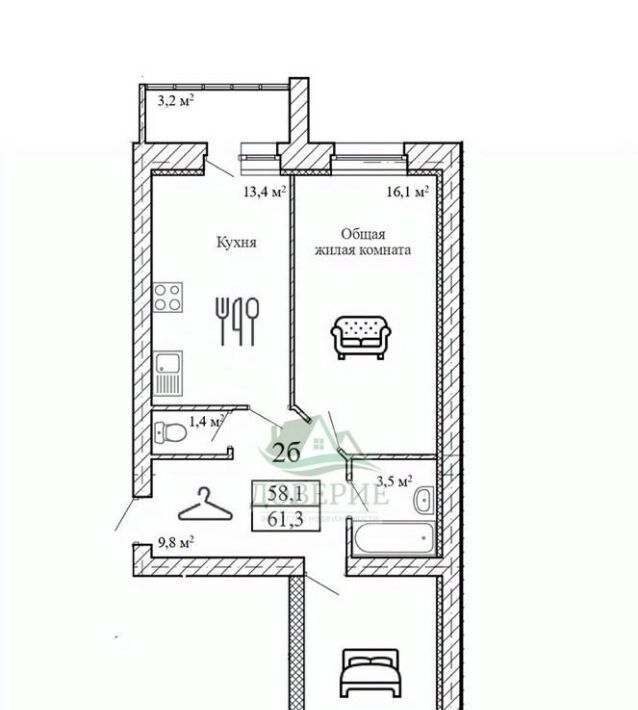 квартира р-н Тамбовский д Крутые Выселки ул. Строительная, 15 фото 6