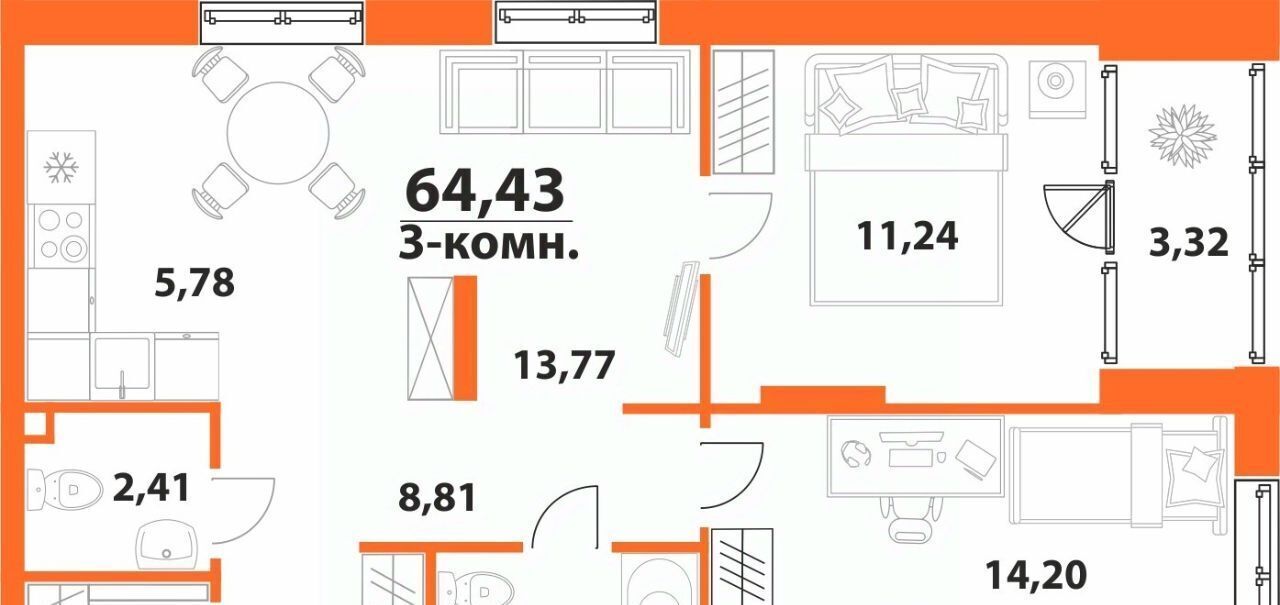 квартира г Ульяновск р-н Засвияжский 19-й микрорайон ЖК «‎Аквамарин 2» 1 фото 1