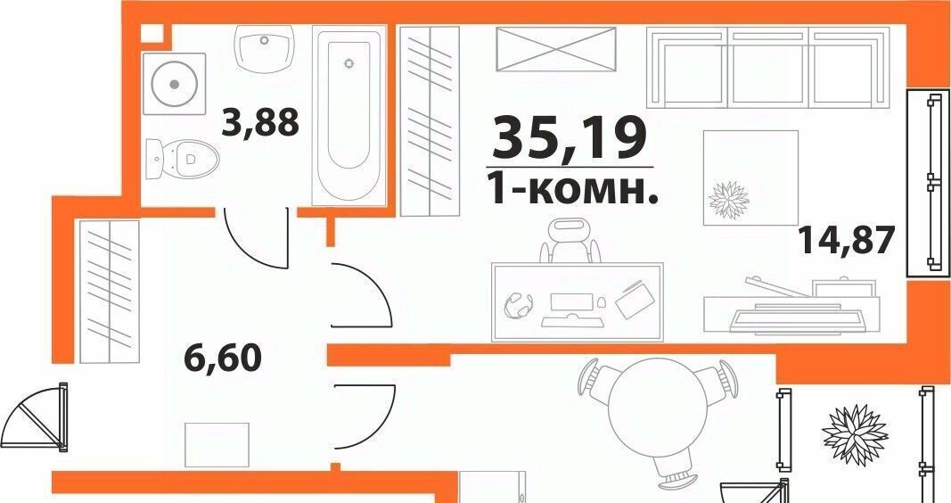 квартира г Ульяновск р-н Засвияжский 19-й микрорайон ЖК «‎Аквамарин 2» 1 фото 1