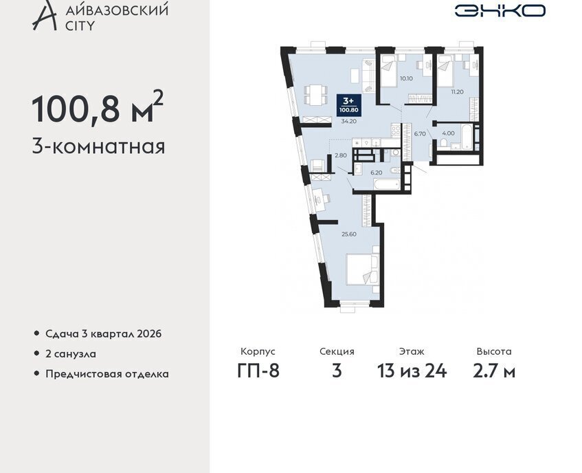 квартира г Тюмень ЖК Айвазовский фото 1