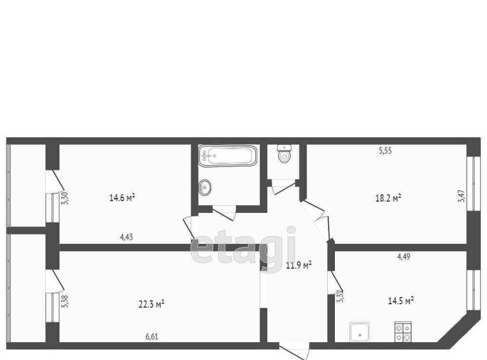 квартира г Калуга р-н Московский ул Гурьянова 18к/2 фото 2