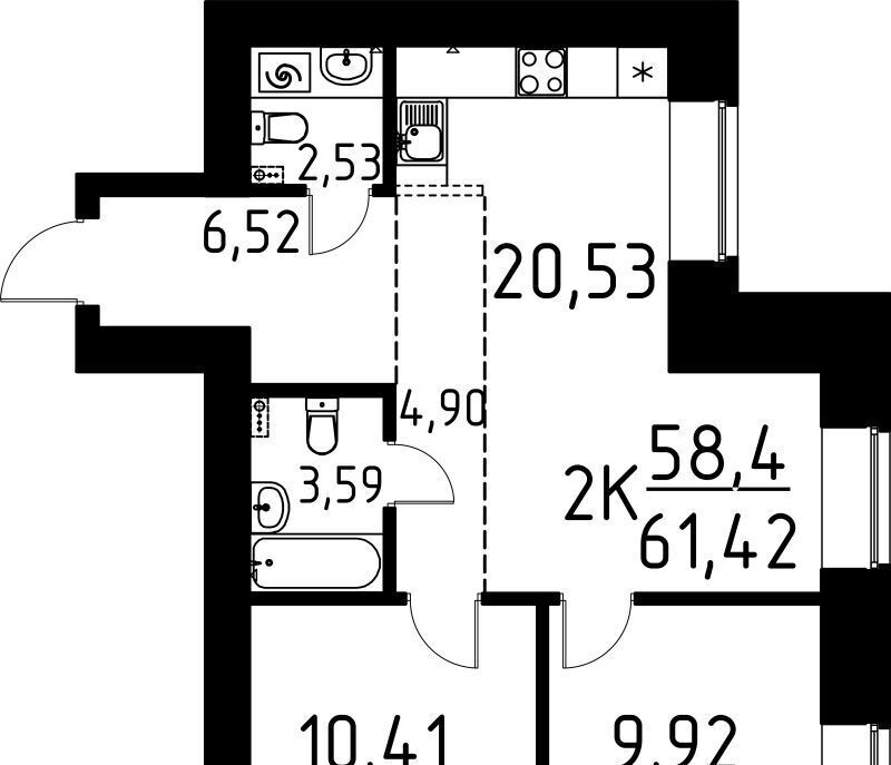 квартира г Томск р-н Кировский ул Вершинина 58к/2 фото 1