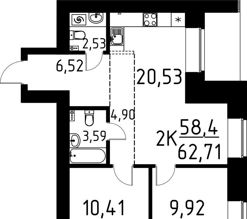 квартира г Томск р-н Кировский ул Вершинина 58к/2 фото 1