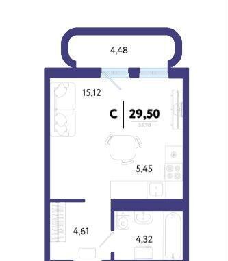 квартира г Тюмень р-н Калининский ул Василия Малкова 32 фото 4